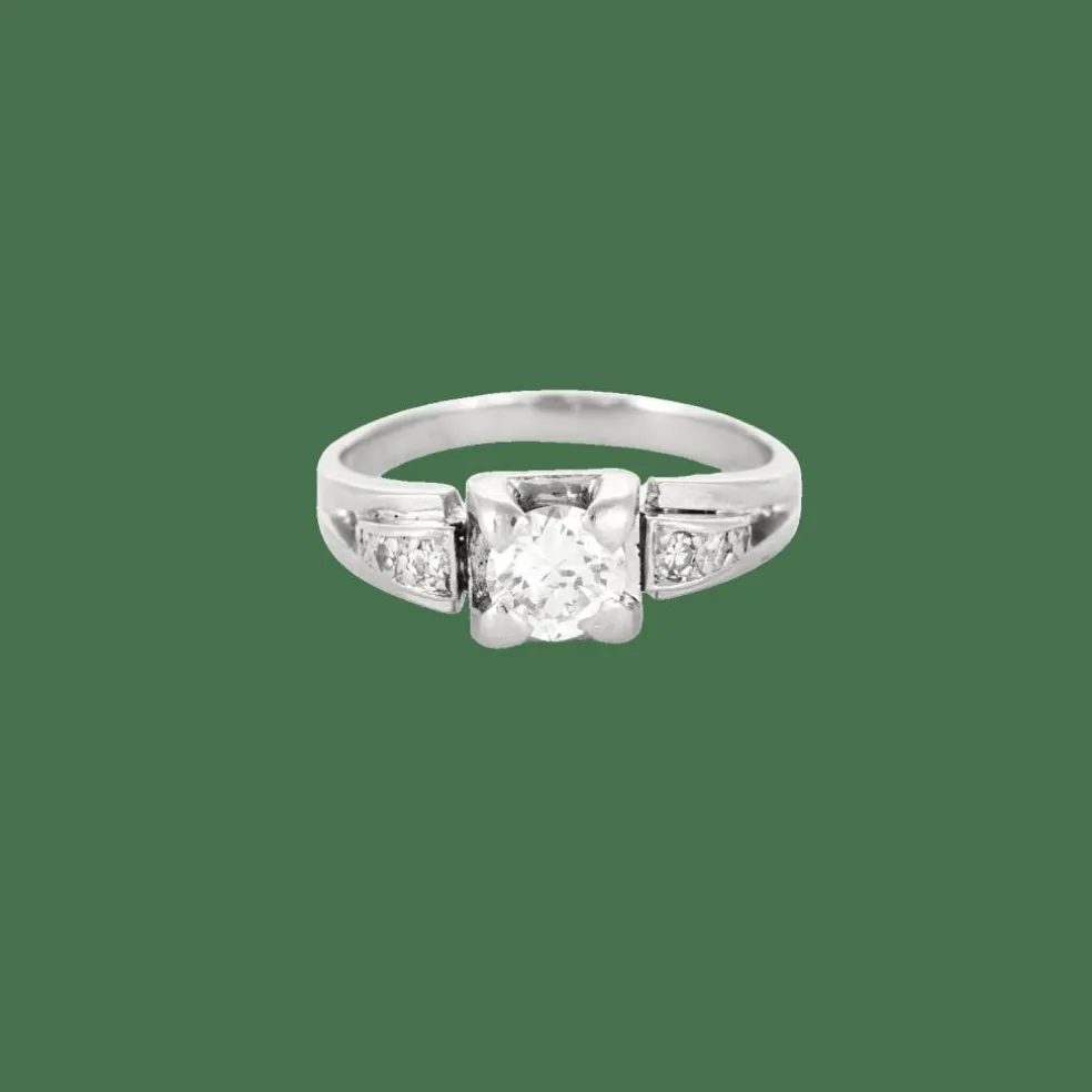 Solitaire or blanc platine diamants