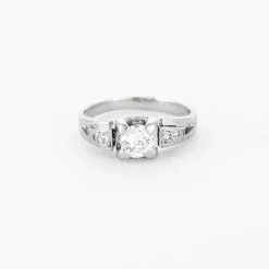 Solitaire or blanc platine diamants