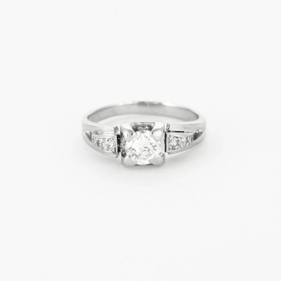 Solitaire or blanc platine diamants