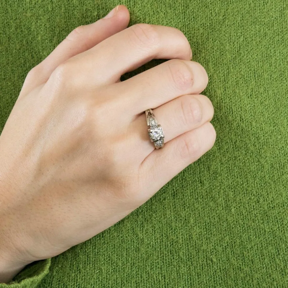 Solitaire or blanc platine diamants