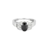 Solitaire or blanc, saphir et diamants