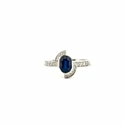 Solitaire Or Blanc Saphir & Diamants