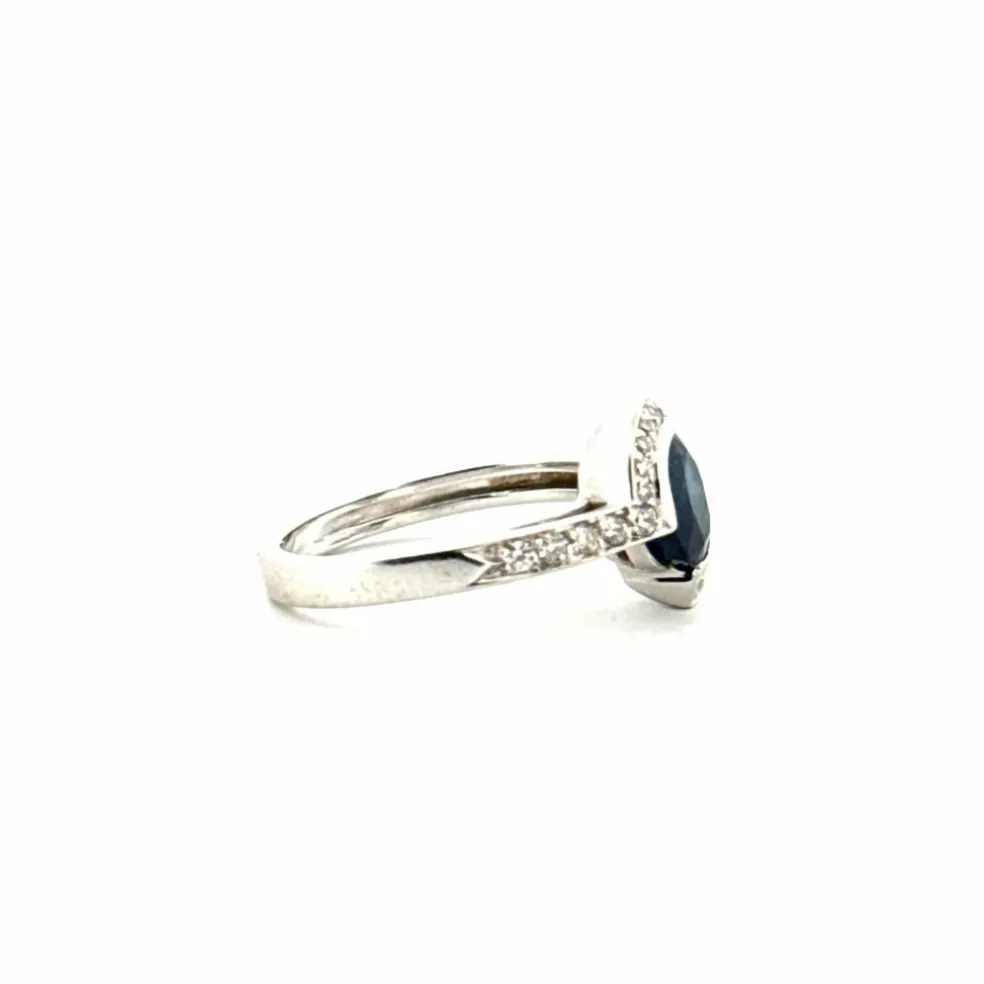 Solitaire Or Blanc Saphir & Diamants