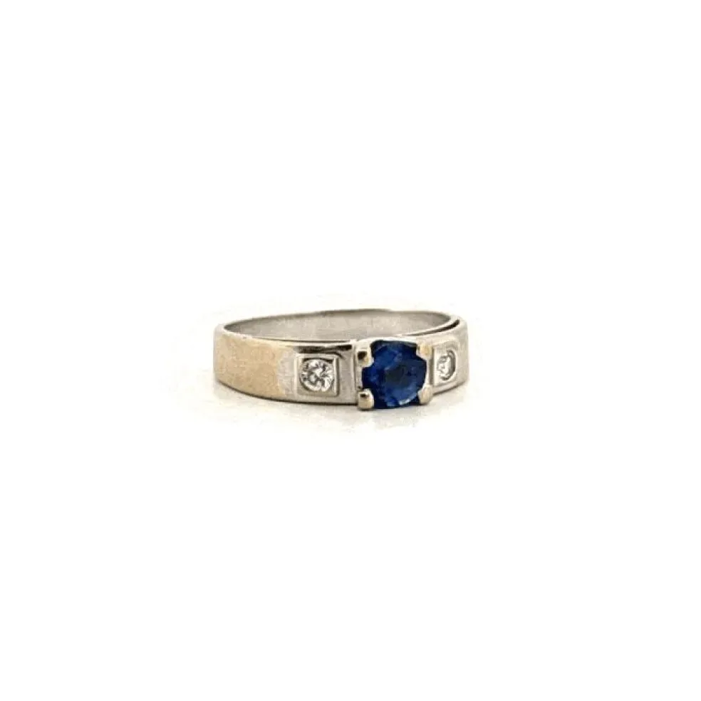 Solitaire Or Blanc Saphir Diamants