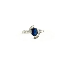 Solitaire Or Blanc Saphir & Diamants