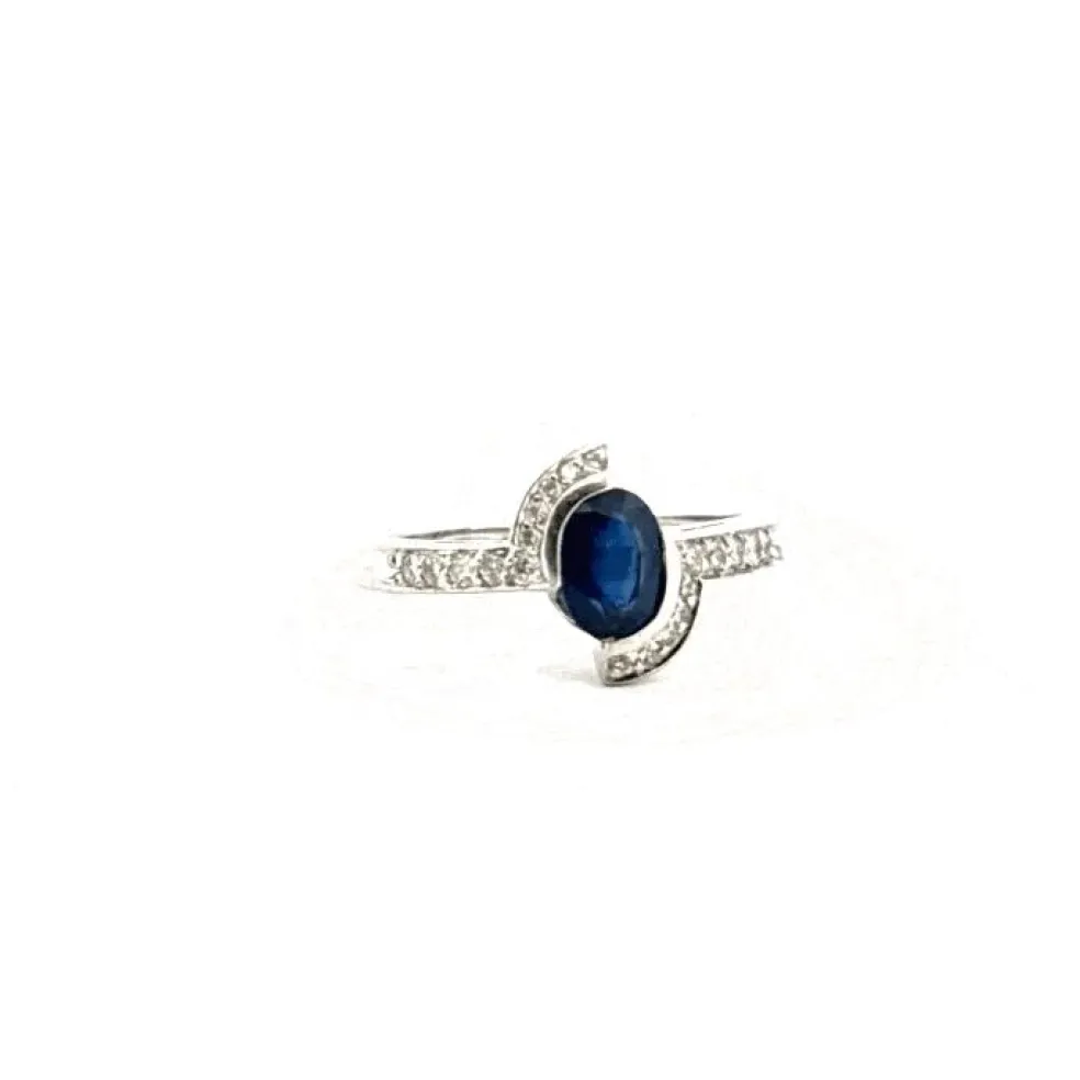 Solitaire Or Blanc Saphir & Diamants