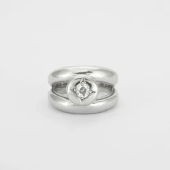 Solitaire or gris, diamants