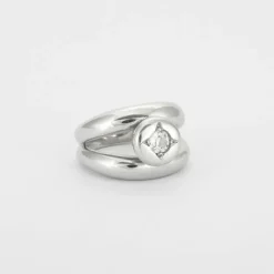 Solitaire or gris, diamants