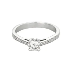 Solitaire or gris et diamants