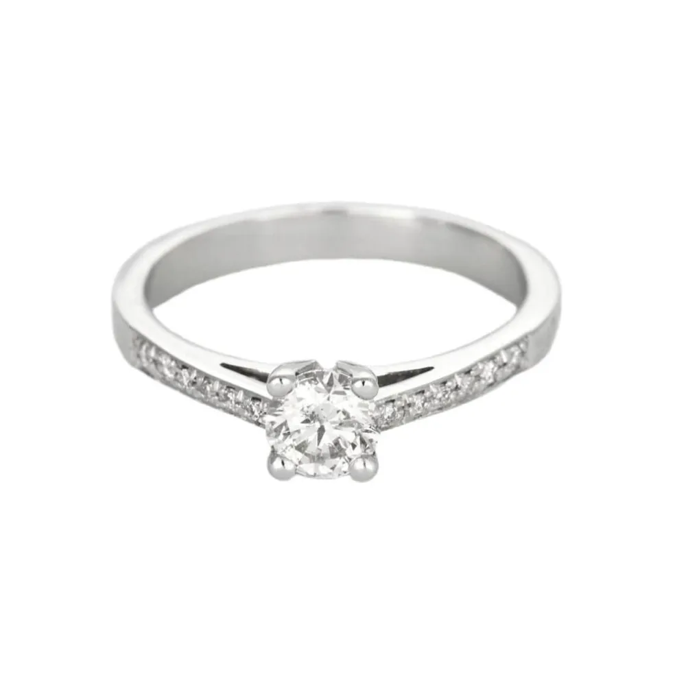 Solitaire or gris et diamants