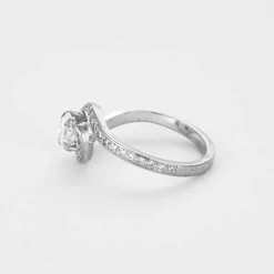 Solitaire or gris et diamants