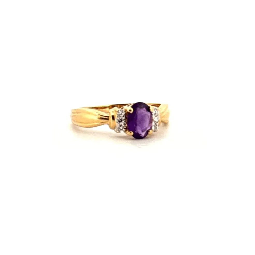 Solitaire Or Jaune 18k & Améthyste
