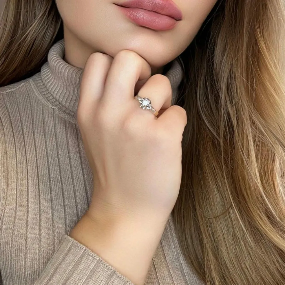 Solitaire Or Jaune 18k & Diamants
