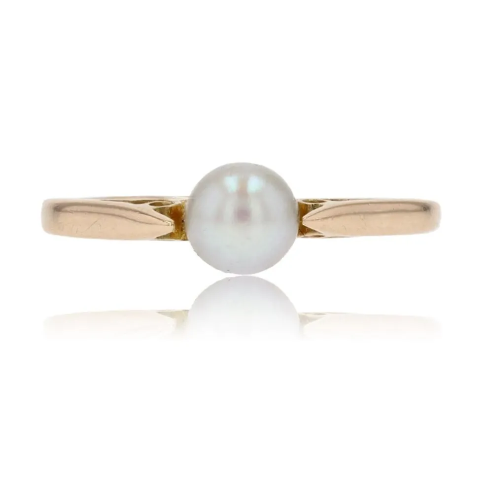 Solitaire or jaune perle de culture