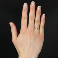 Solitaire or jaune perle de culture