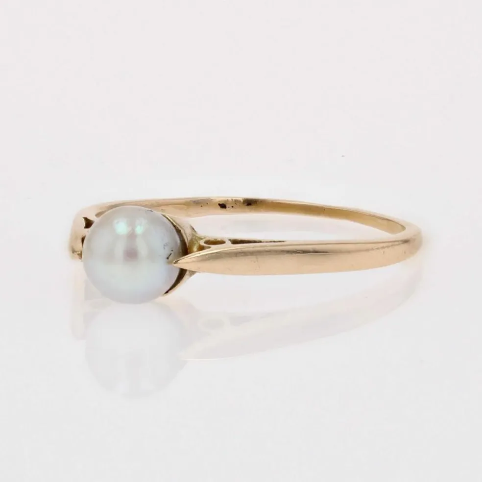 Solitaire or jaune perle de culture