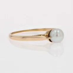 Solitaire or jaune perle de culture