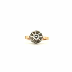 Solitaire or jaune platine et diamant