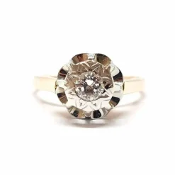 Solitaire Or jaune, Platine & Diamants