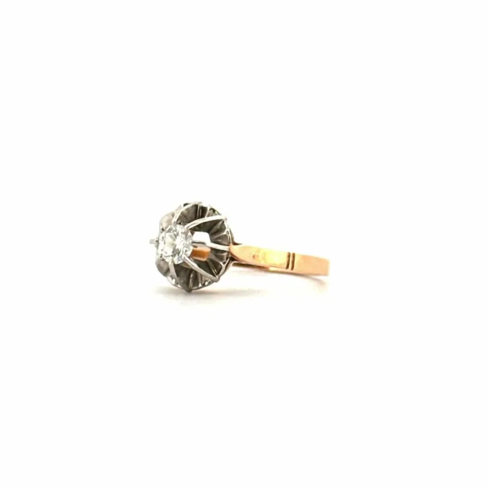 Solitaire or jaune platine et diamant