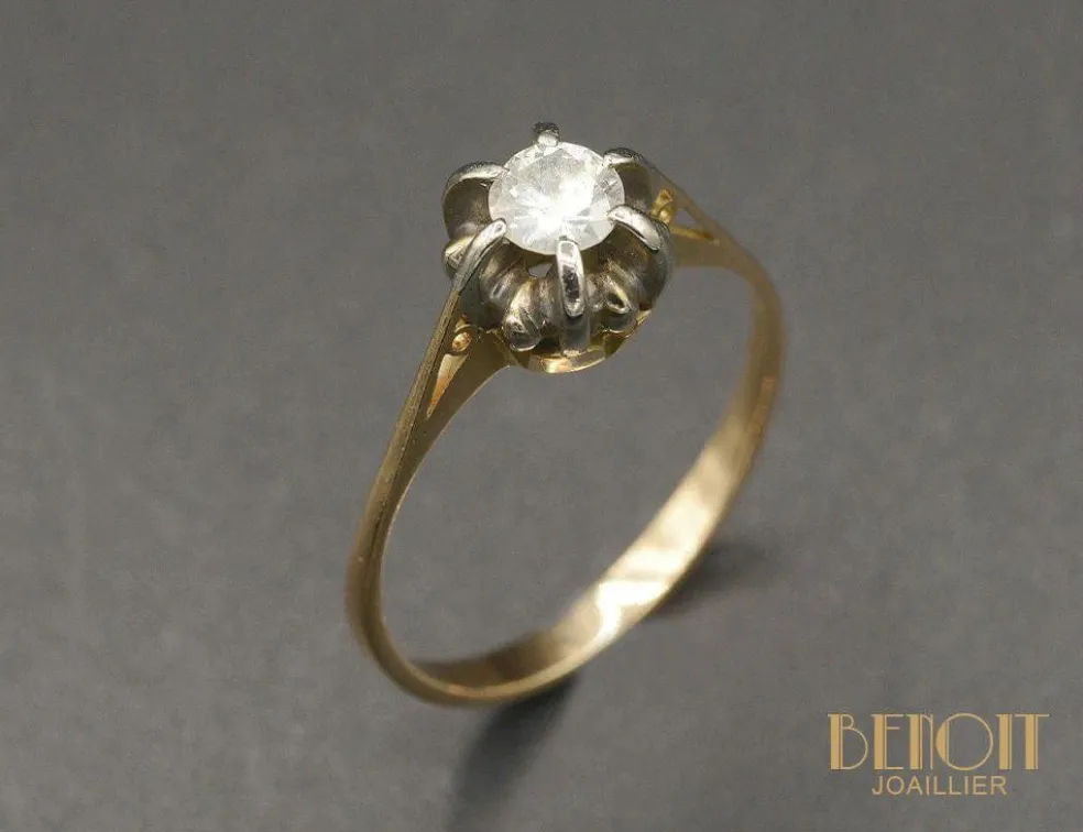 Solitaire or rose diamant