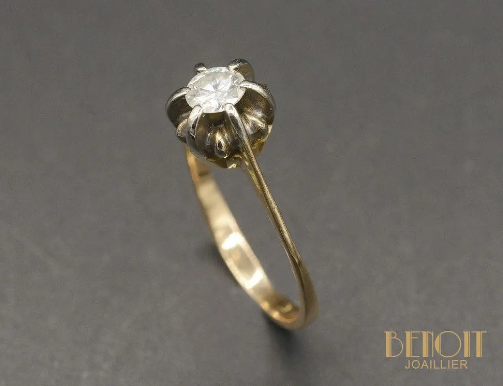 Solitaire or rose diamant