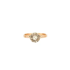 Solitaire or rose et diamants