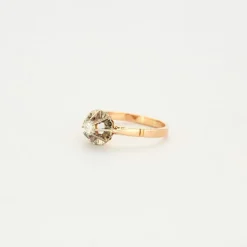 Solitaire or rose et diamants