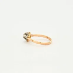 Solitaire or rose et diamants