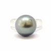 Solitaire perle de Tahiti or blanc 18 carats