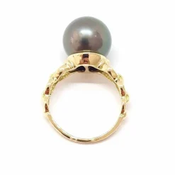 Solitaire perle de Tahiti or jaune 18 carats