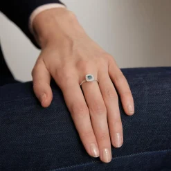 Solitaire topaze blue London et diamants