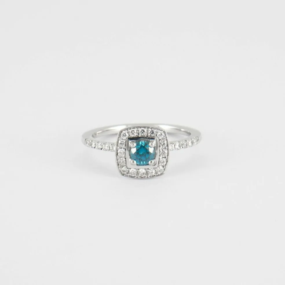Solitaire topaze blue London et diamants