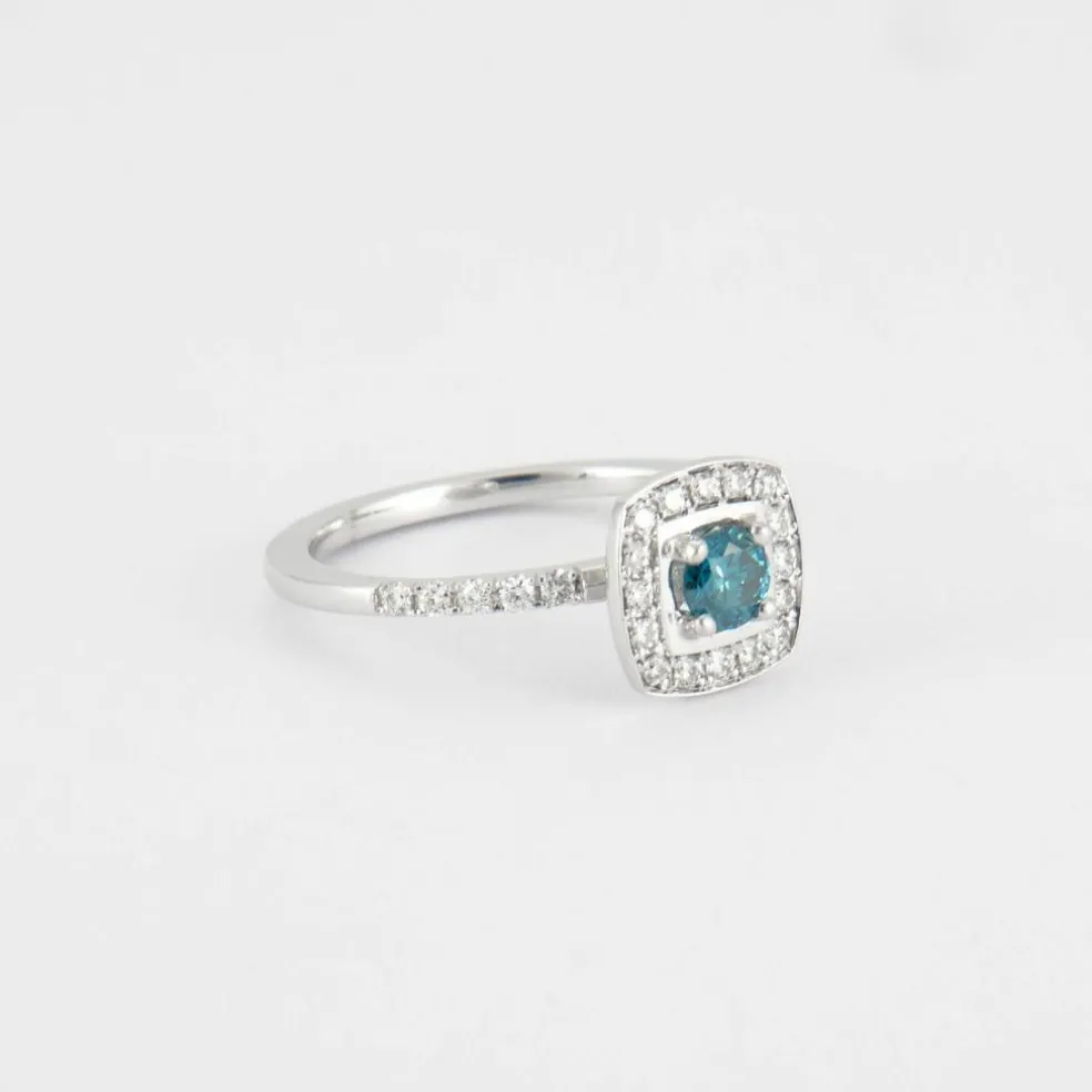 Solitaire topaze blue London et diamants