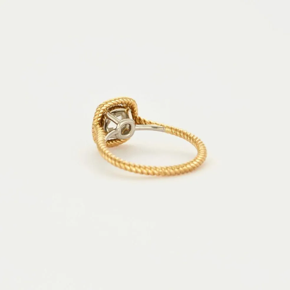 Solitaire Torsadé diamant taille ancienne en or jaune