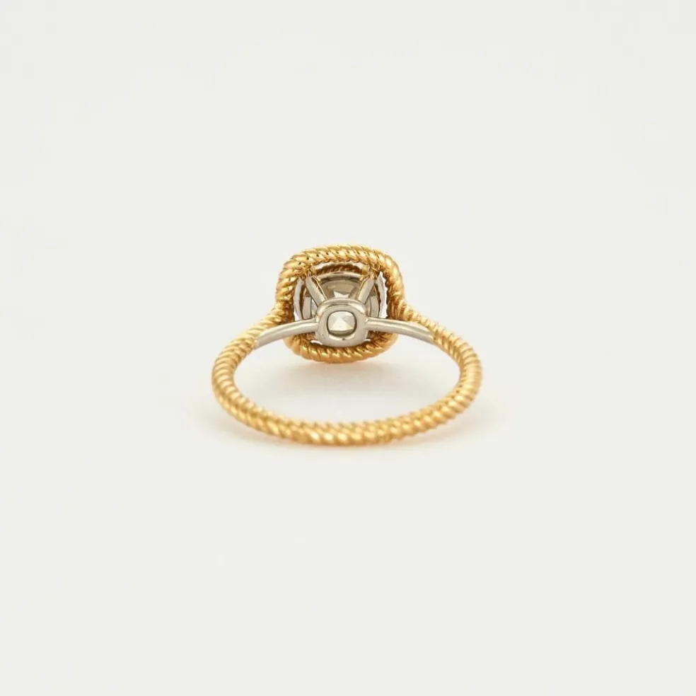 Solitaire Torsadé diamant taille ancienne en or jaune