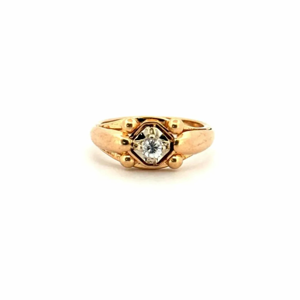 Solitaire vintage or jaune et diamant