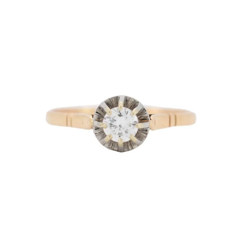 Solitaire Vintage Or Platine et Diamants