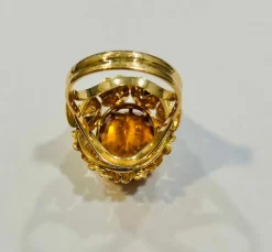 Sublime bague cocktail or jaune citrine