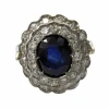 Superbe bague en platine avec saphir et diamants