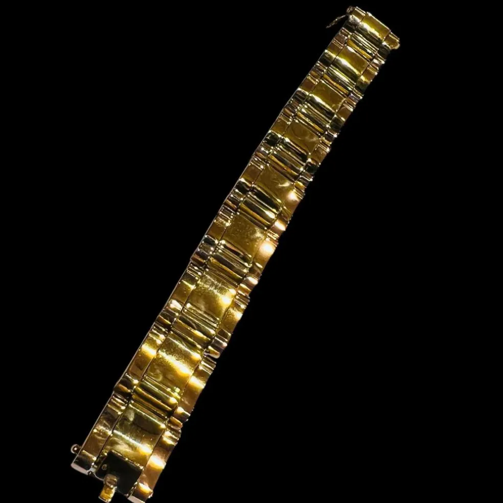 Superbe bracelet « tank » en or rose et or jaune 18 carats, vers 1940
