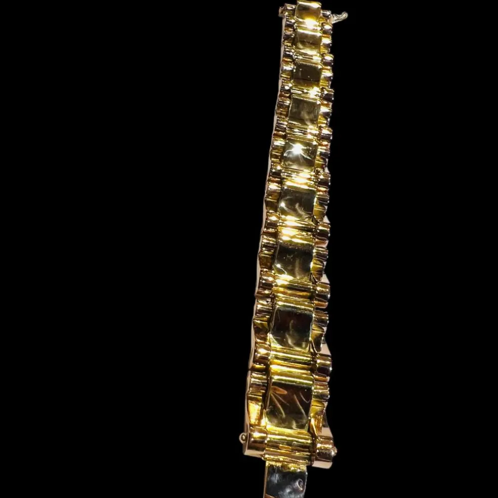 Superbe bracelet « tank » en or rose et or jaune 18 carats, vers 1940