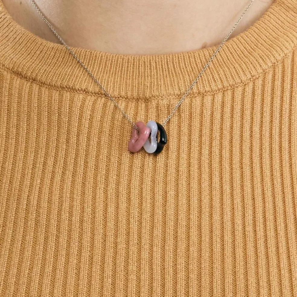 TIFFANY & ELSA PERETTI - Open Heart- argent, onyx, rhodonite et calcédoine