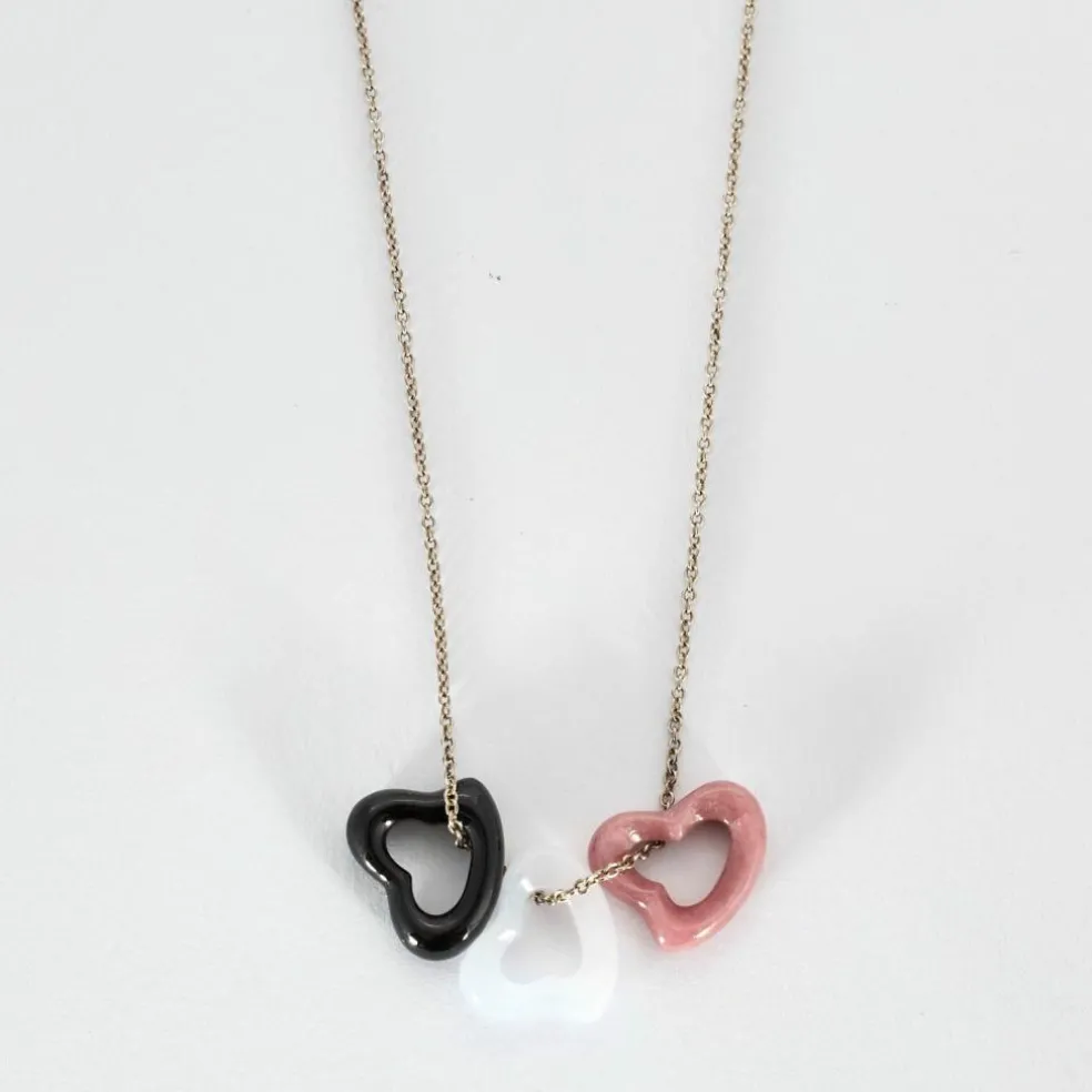 TIFFANY & ELSA PERETTI - Open Heart- argent, onyx, rhodonite et calcédoine