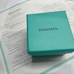 TIFFANY and Co - Bague Solitaire Platine Sertie de Diamants et Alliance Platine