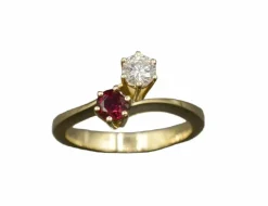 Toi et Moi Contemporain or jaune diamant rubis