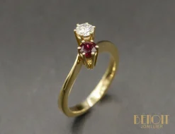 Toi et Moi Contemporain or jaune diamant rubis