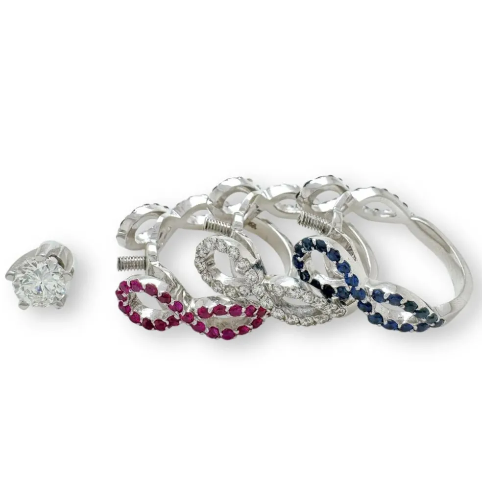 Trio d'Infinité - Bague interchangeable en diamants rubis et saphirs