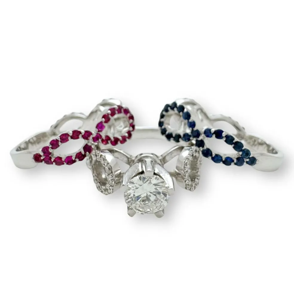 Trio d'Infinité - Bague interchangeable en diamants rubis et saphirs