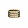 Triple bague Or jaune Diamants Emeraude Saphir Rubis